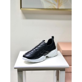 Miumiu Autumn Winter New Black Leather Casual Shoes For Women
