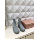 Miumiu Fashion Elastic Cloth Thick Soled Boots For Women Gray