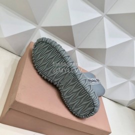 Miumiu Fashion Elastic Cloth Thick Soled Boots For Women Gray
