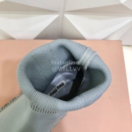 Miumiu Fashion Elastic Cloth Thick Soled Boots For Women Gray