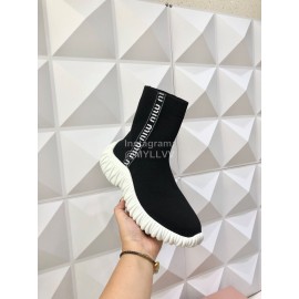 Miumiu Fashion Elastic Cloth Thick Soled Boots For Women Black