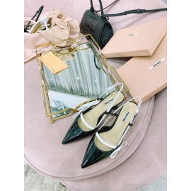 Miumiu Fashion Patent Leather Pointed High Heels For Women Black