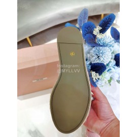 Miumiu Hemp Rope Thick Bottom Pearl Slippers For Women Pink