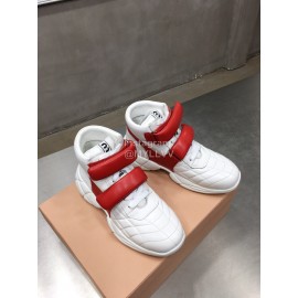 Miumiu Soft Sheep Leather High Top Sneakers For Women Red