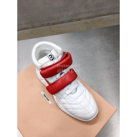 Miumiu Soft Sheep Leather High Top Sneakers For Women Red