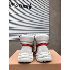 Miumiu Soft Sheep Leather High Top Sneakers For Women Red