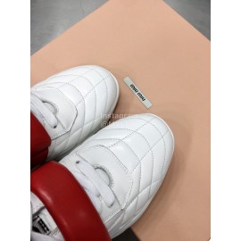 Miumiu Soft Sheep Leather High Top Sneakers For Women Red