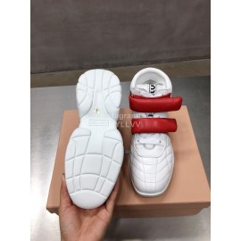 Miumiu Soft Sheep Leather High Top Sneakers For Women Red