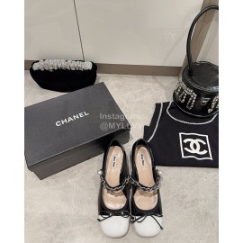 Miumiu Patent Leather Bow Pearl Buckle Thick High Heeled Mary Jane Shoes For Women Black