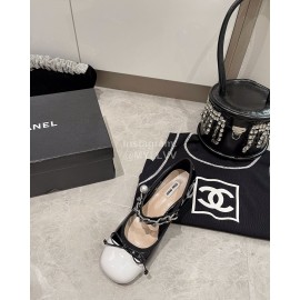 Miumiu Patent Leather Bow Pearl Buckle Thick High Heeled Mary Jane Shoes For Women Black