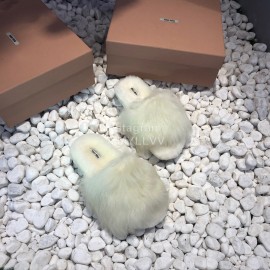 Miumiu New Flat Wool Slippers For Women White
