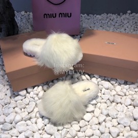 Miumiu New Flat Wool Slippers For Women White