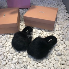 Miumiu New Flat Wool Slippers For Women Black