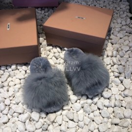 Miumiu New Flat Wool Slippers For Women Gray