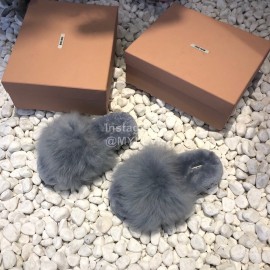 Miumiu New Flat Wool Slippers For Women Gray