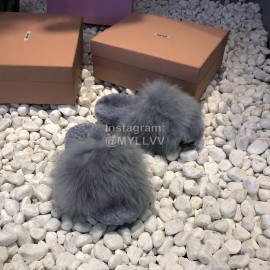 Miumiu New Flat Wool Slippers For Women Gray