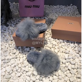 Miumiu New Flat Wool Slippers For Women Gray