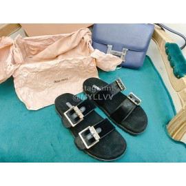 Miumiu New Rhinestone Slippers For Women Black