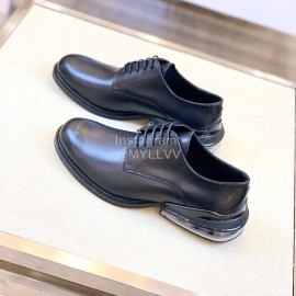 Margiela Black Leather Lace Up Business Shoes For Men