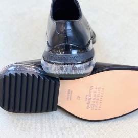 Margiela Black Leather Lace Up Business Shoes For Men