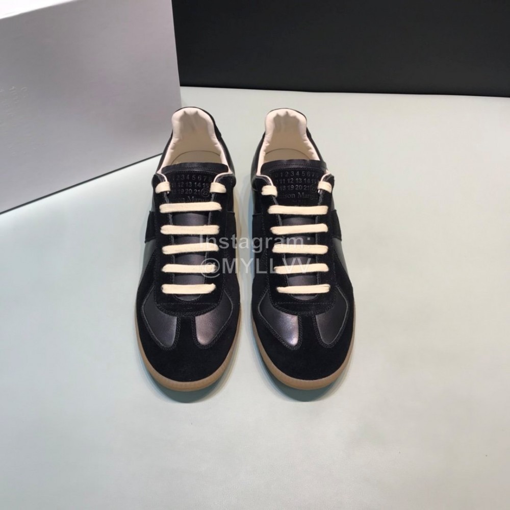 Margiela Cowhide Suede Lace Up Sneakers For Men And Women Black