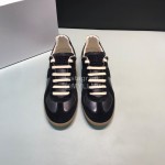 Margiela Cowhide Suede Lace Up Sneakers For Men And Women Black