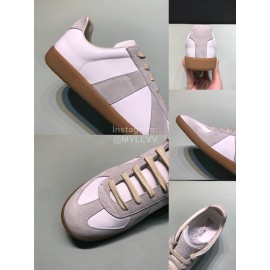 Margiela Cowhide Suede Lace Up Sneakers For Men And Women White