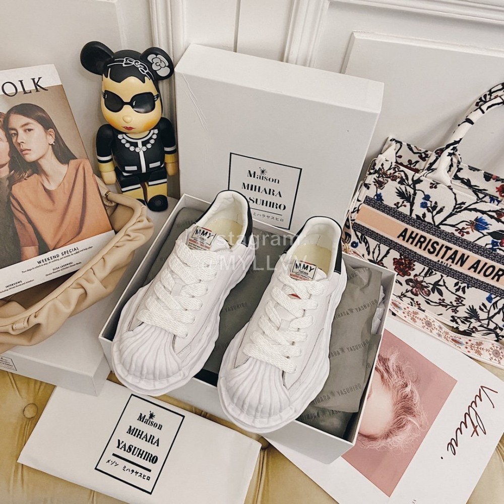 Maison Mihara Yasuhiro Fashion Calf Shell Head Casual Shoes For Women White