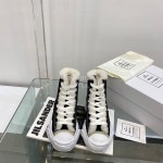 Maison Mihara Yasuhiro Winter Wool High Top Canvas Shoes For Women Black