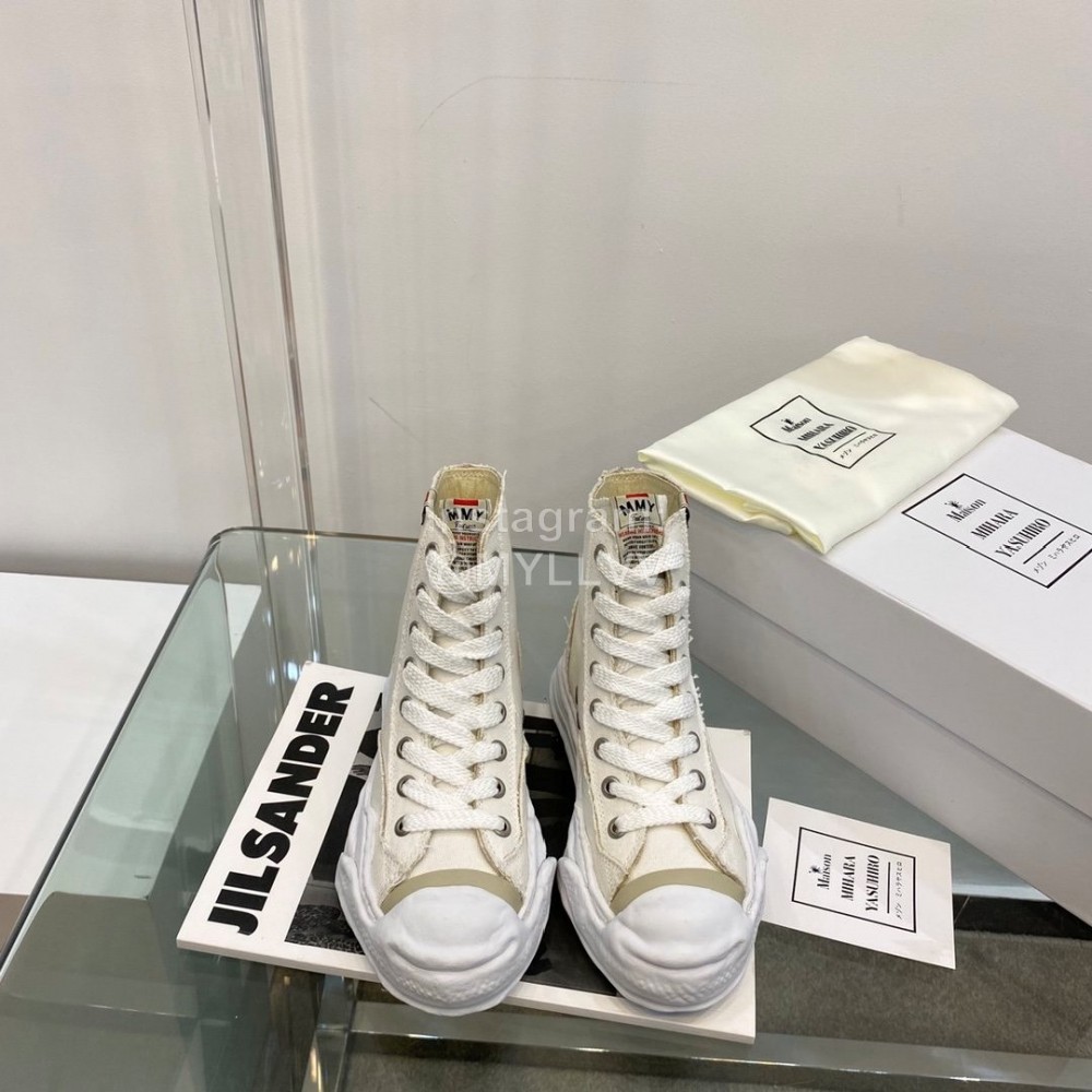 Maison Mihara Yasuhiro Fashion High Top Canvas Shoes For Women Beige