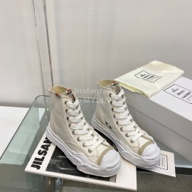 Maison Mihara Yasuhiro Fashion High Top Canvas Shoes For Women Beige