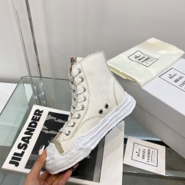 Maison Mihara Yasuhiro Fashion High Top Canvas Shoes For Women Beige