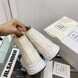 Maison Mihara Yasuhiro Fashion High Top Canvas Shoes For Women Beige