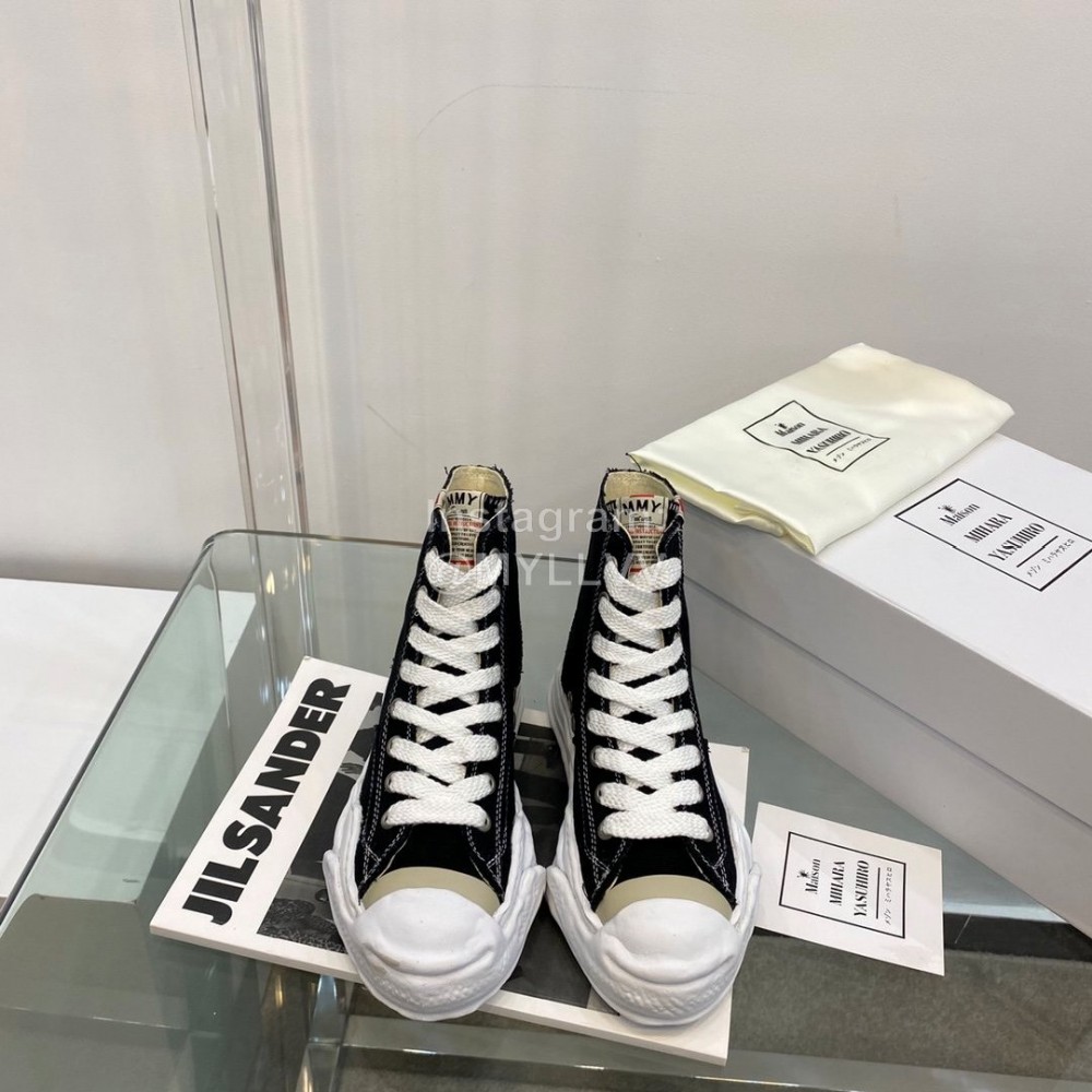 Maison Mihara Yasuhiro Fashion High Top Canvas Shoes For Women Black