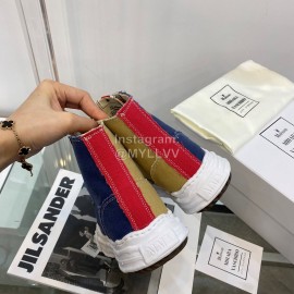Maison Mihara Yasuhiro Fashion High Top Canvas Shoes For Women Blue