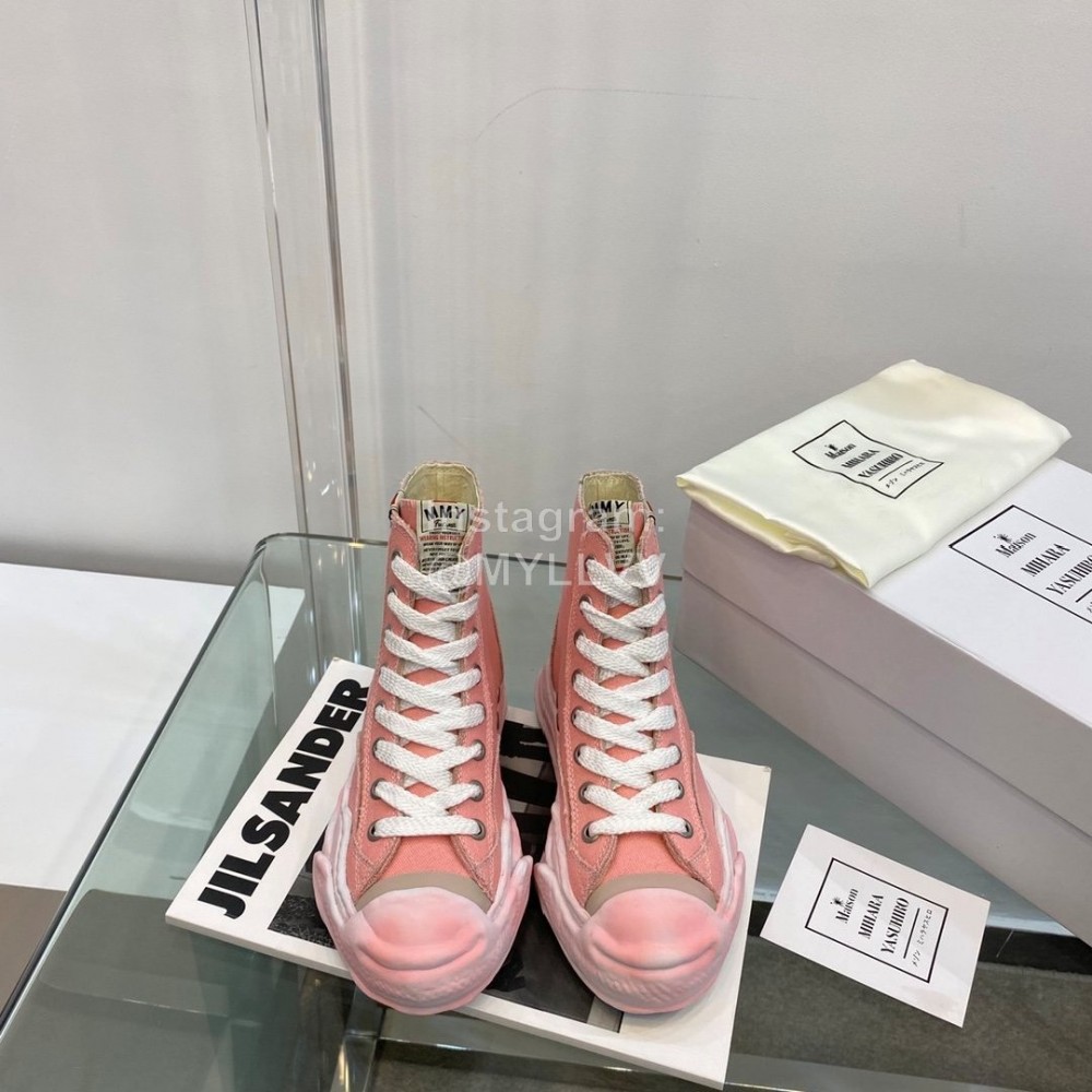 Maison Mihara Yasuhiro Fashion High Top Canvas Shoes For Women Pink