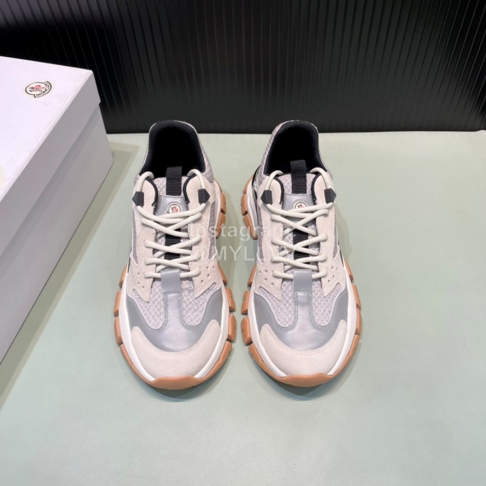 Moncler Autumn Winter Leather Mesh Sneakers For Men And Women