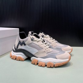 Moncler Autumn Winter Leather Mesh Sneakers For Men And Women