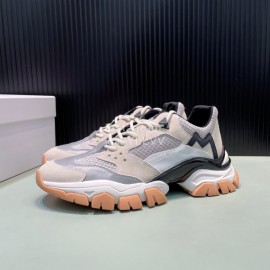 Moncler Autumn Winter Leather Mesh Sneakers For Men And Women