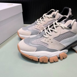 Moncler Autumn Winter Leather Mesh Sneakers For Men And Women