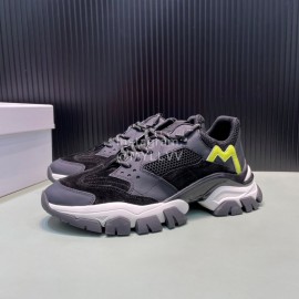 Moncler Autumn Winter Leather Mesh Sneakers For Men And Women Black