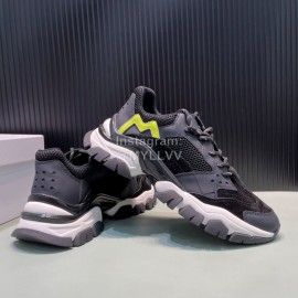 Moncler Autumn Winter Leather Mesh Sneakers For Men And Women Black