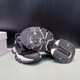 Moncler Autumn Winter Leather Mesh Sneakers For Men And Women Black