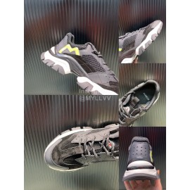 Moncler Autumn Winter Leather Mesh Sneakers For Men And Women Black