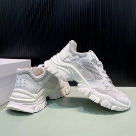 Moncler Autumn Winter Leather Mesh Sneakers For Men And Women White