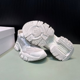 Moncler Autumn Winter Leather Mesh Sneakers For Men And Women White