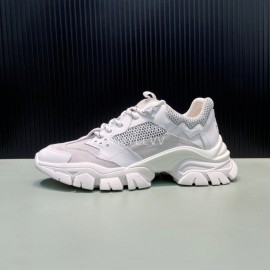 Moncler Autumn Winter Leather Mesh Sneakers For Men And Women White