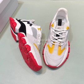 Moncler Autumn Winter Leather Mesh Sneakers For Men And Women Yellow