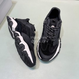 Moncler Autumn Winter Leather Mesh Sneakers Black For Men And Women
