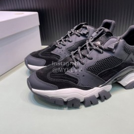 Moncler Autumn Winter Leather Mesh Sneakers Black For Men And Women